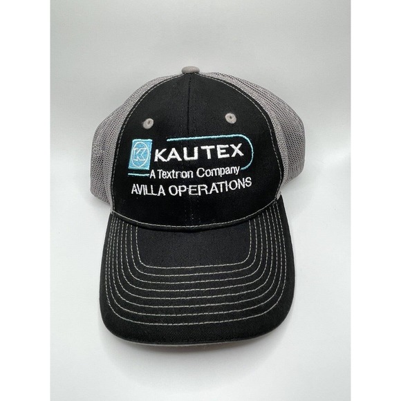 Kautex Textron Company Hat Outdoor Cap Adjustable Avilla Black Gray Mesh - Picture 1 of 7